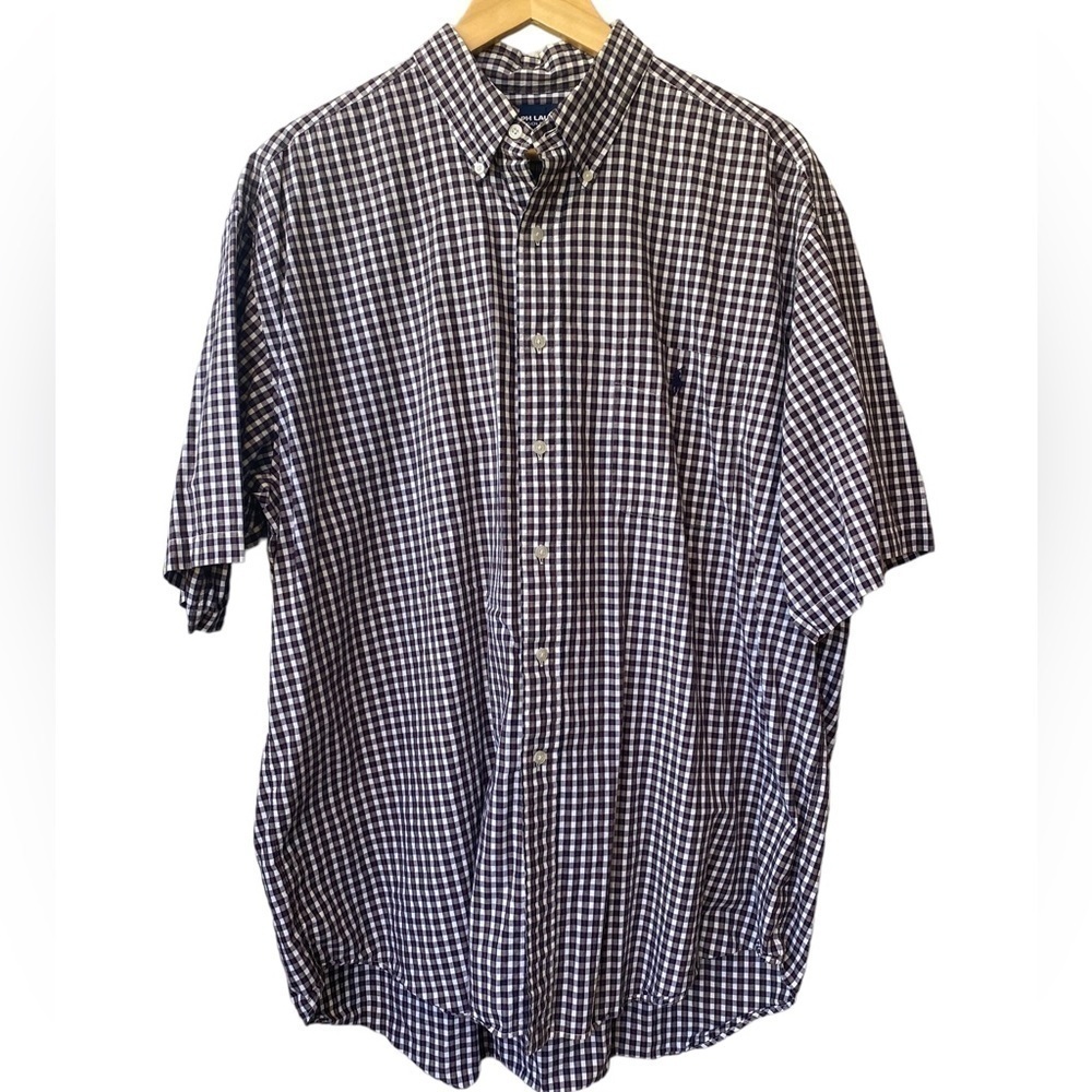 Ralph Lauren Polo Blue‎ Plaid Tilden Short Sleeve Button Down Golf Shirt